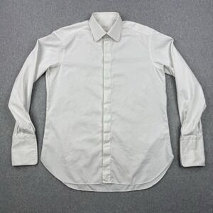 Vintage Brioni Shirt Mens 39 15.5 White Dress Shirt French Cuff Formal Y2K Italy
